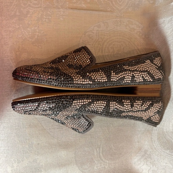 STEVE MADDEN Sz 9.5 Conncord Rose Gold  Pewter Sparkly Studs Ballet Flats Shoes - Picture 5 of 9